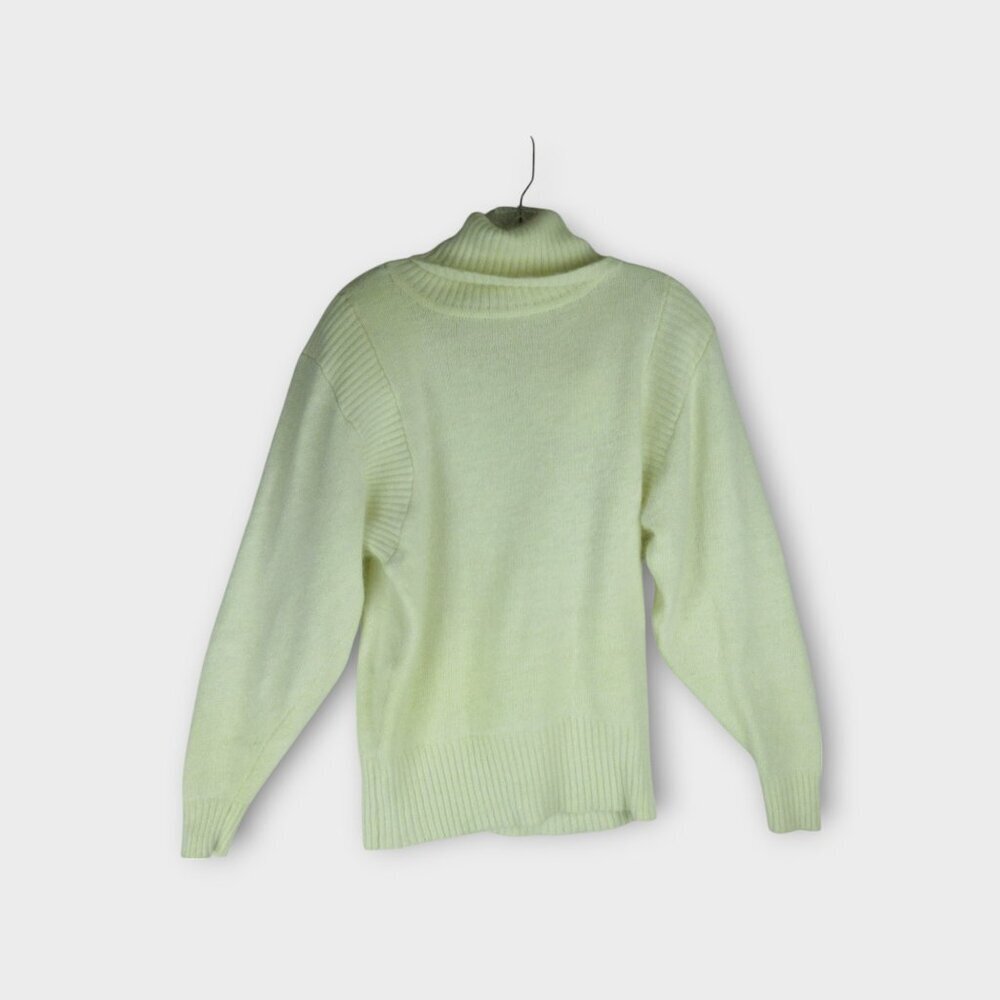 Vintage 80s Ivory Angora Turtleneck Sweater Size L